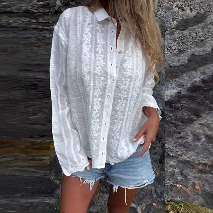LS | Women Floral Button Blouse Lion Style