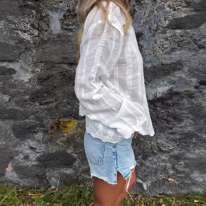 LS | Women Floral Button Blouse Lion Style