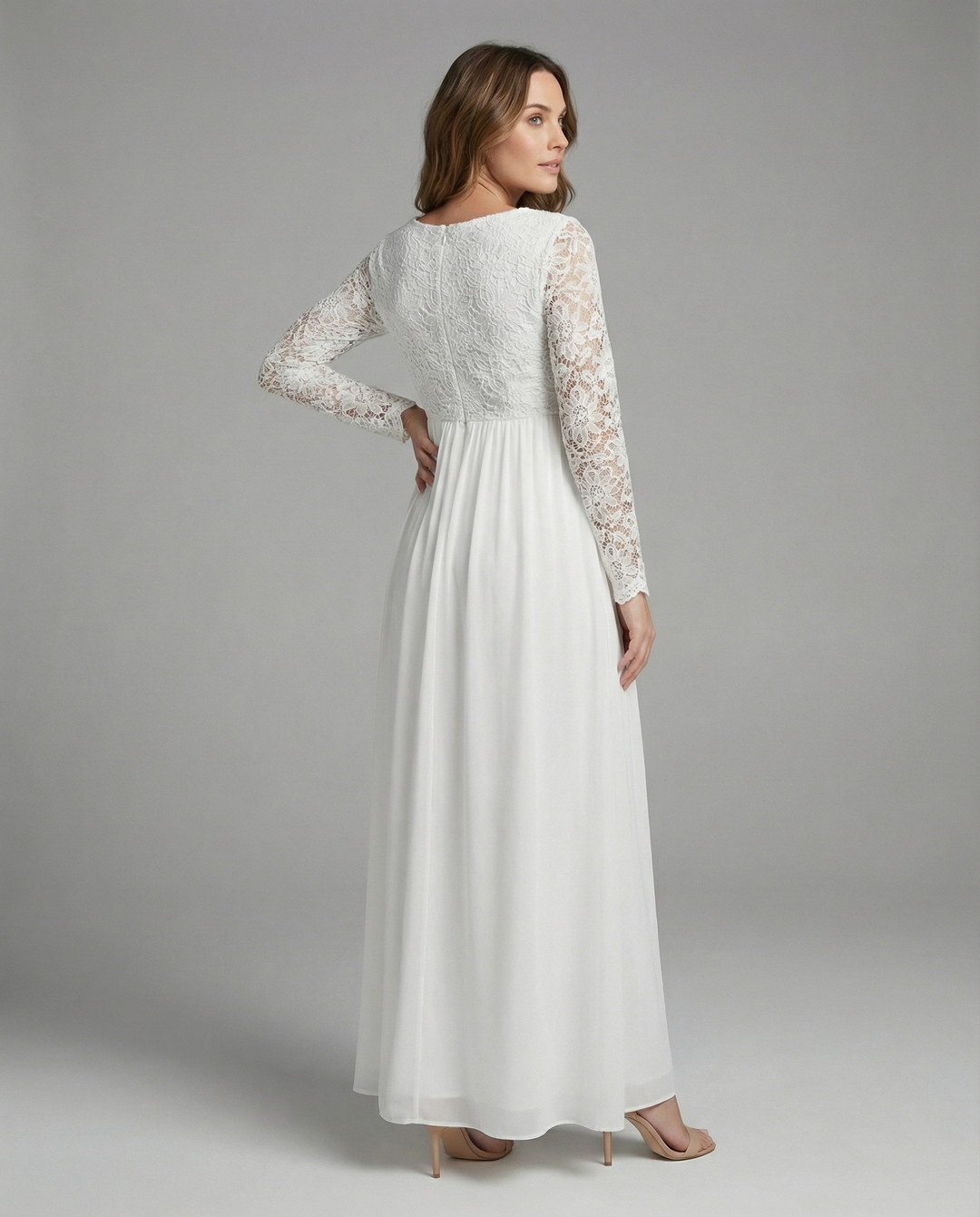 LS | Women Floral Lace Sleeve Maternity Maxi Dress Lion Style