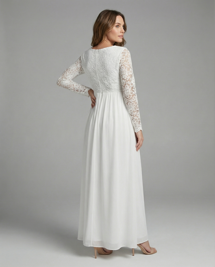 LS | Women Floral Lace Sleeve Maternity Maxi Dress Lion Style