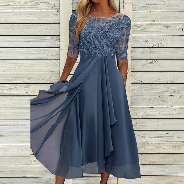 LS | Women Flowing Chiffon Midi Dress Lion Style