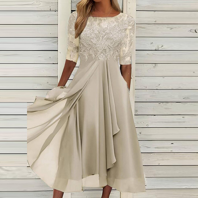 LS | Women Flowing Chiffon Midi Dress Lion Style