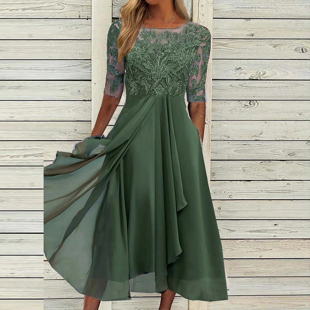 LS | Women Flowing Chiffon Midi Dress Lion Style