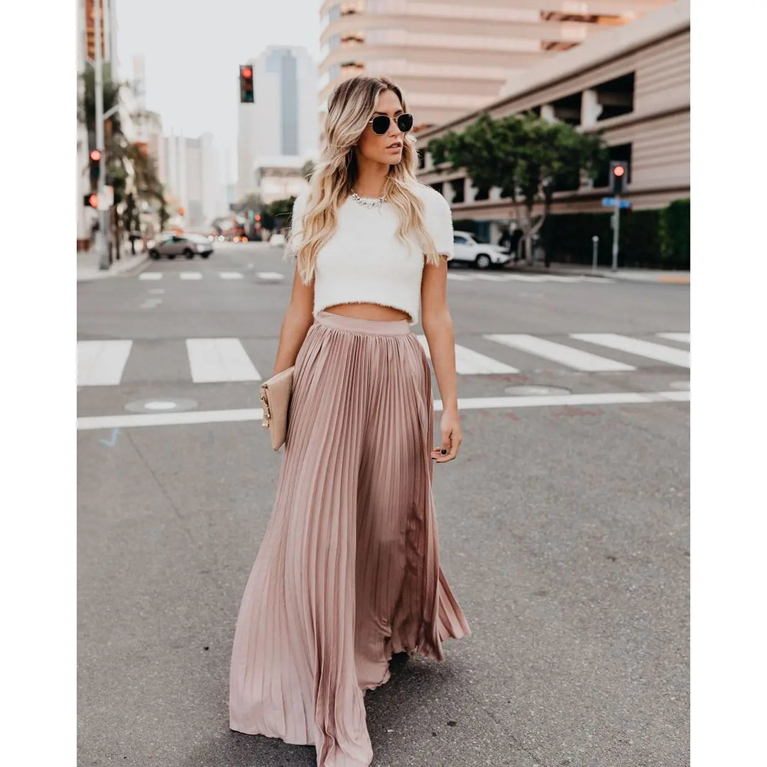 LS | Women Flowing Pleated Maxi Skirt Lion Style