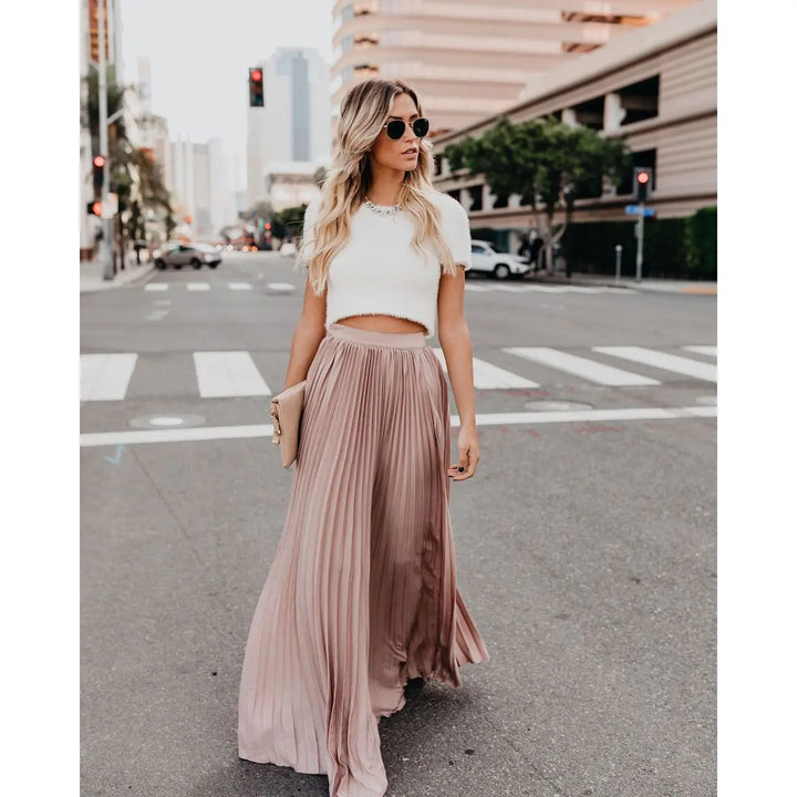 LS | Women Flowing Pleated Maxi Skirt Lion Style