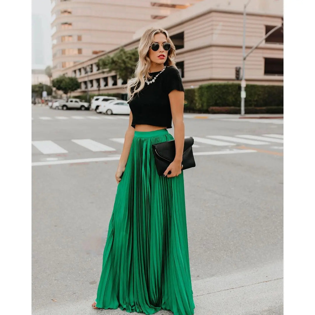 LS | Women Flowing Pleated Maxi Skirt Lion Style