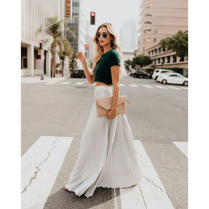 LS | Women Flowing Pleated Maxi Skirt Lion Style