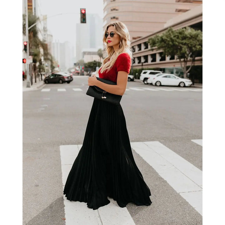 LS | Women Flowing Pleated Maxi Skirt Lion Style