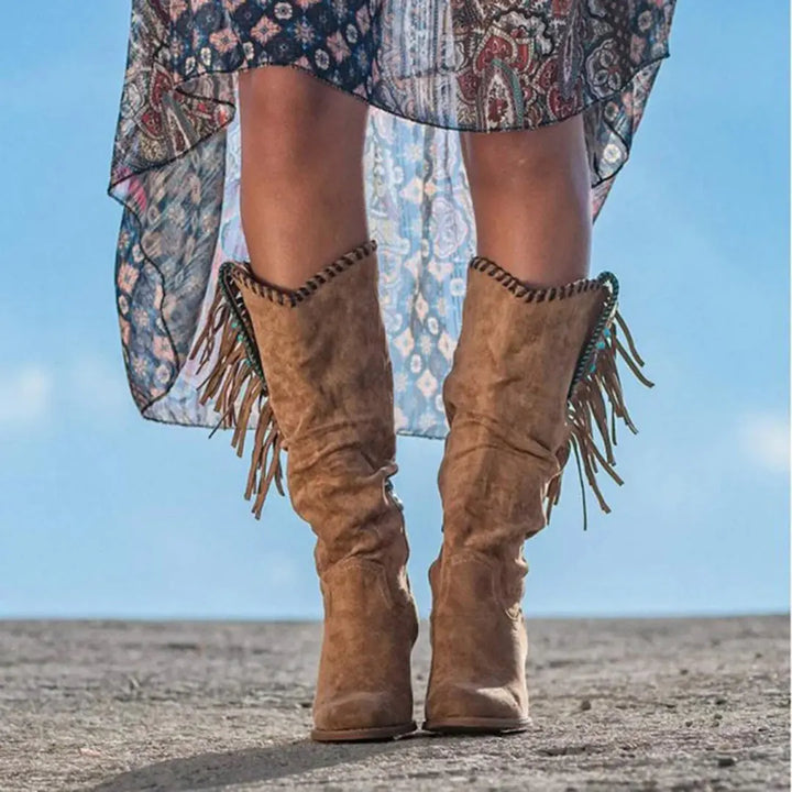 LS | Women Fringe Western Boots Lion Style