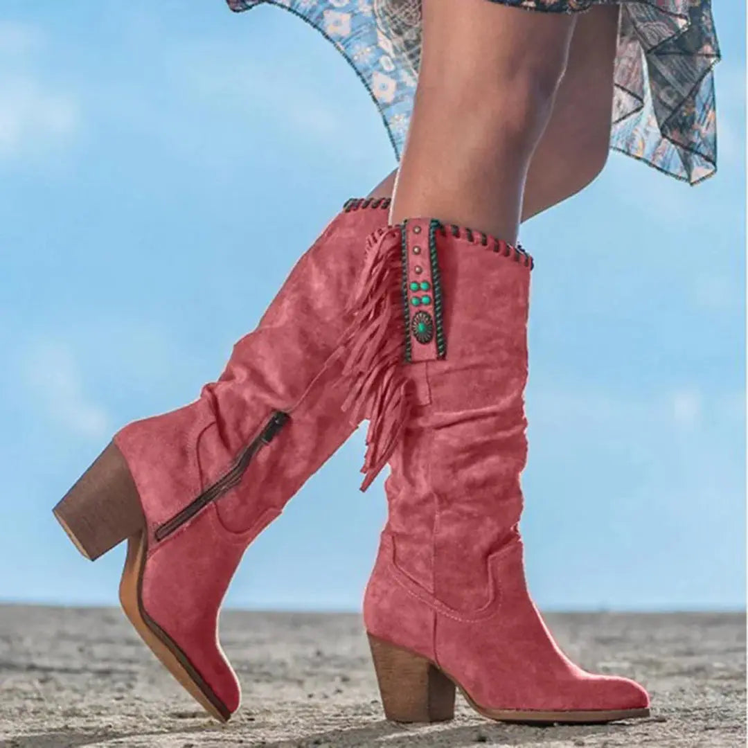 LS | Women Fringe Western Boots Lion Style