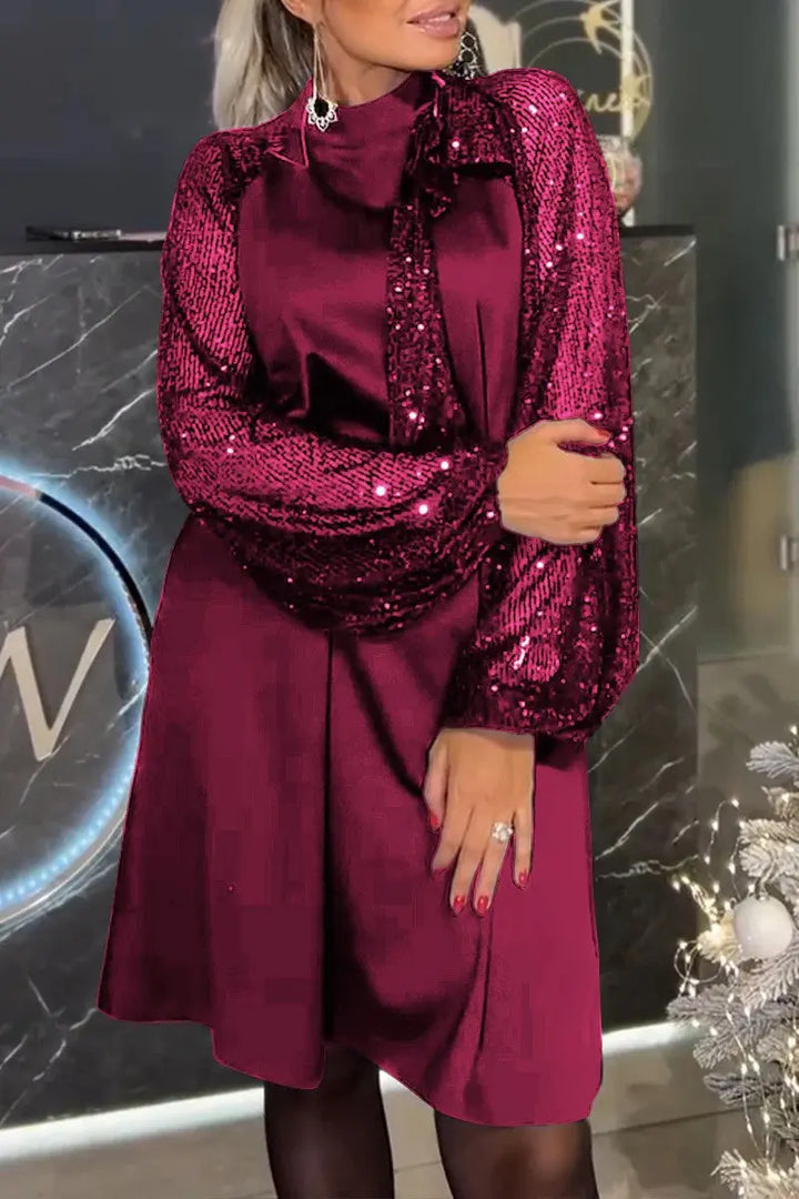 LS | Women Glam Sequin Sleeve Dress Lion Style