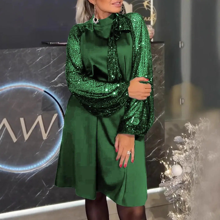 LS | Women Glam Sequin Sleeve Dress Lion Style