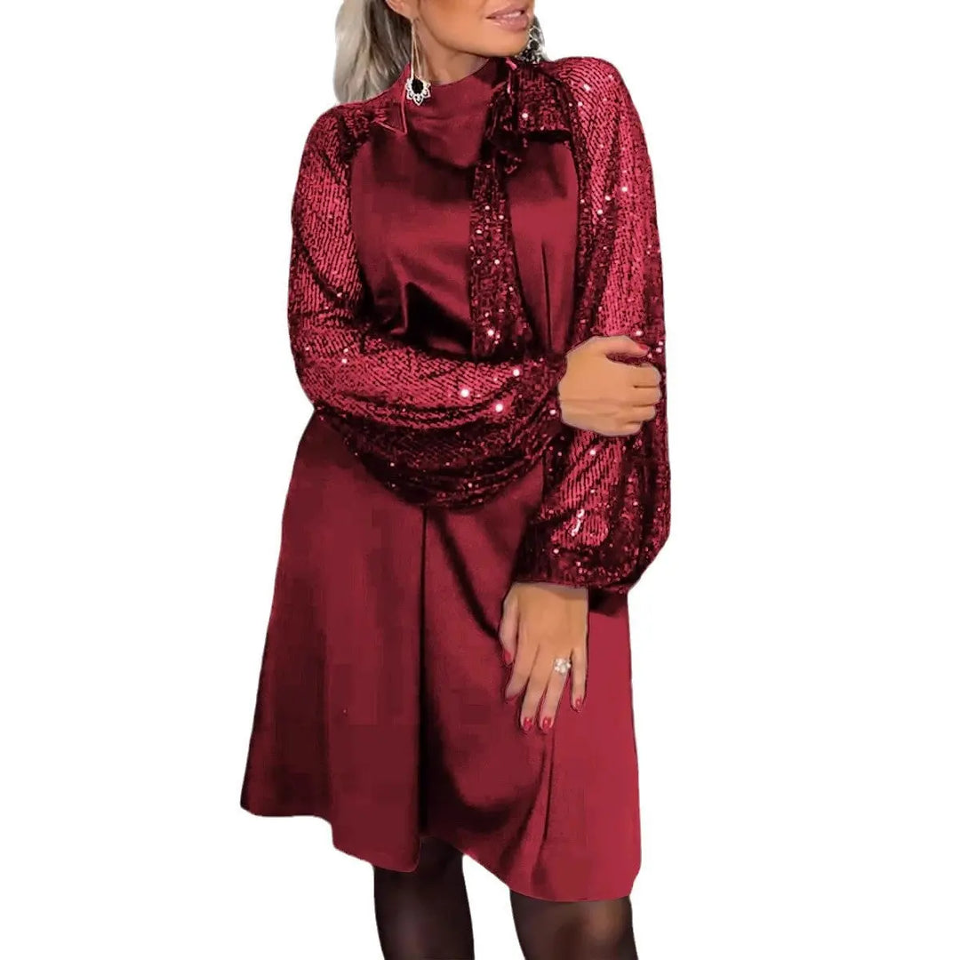 LS | Women Glam Sequin Sleeve Dress Lion Style
