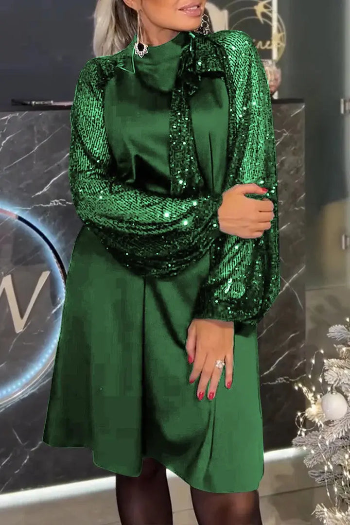 LS | Women Glam Sequin Sleeve Dress Lion Style