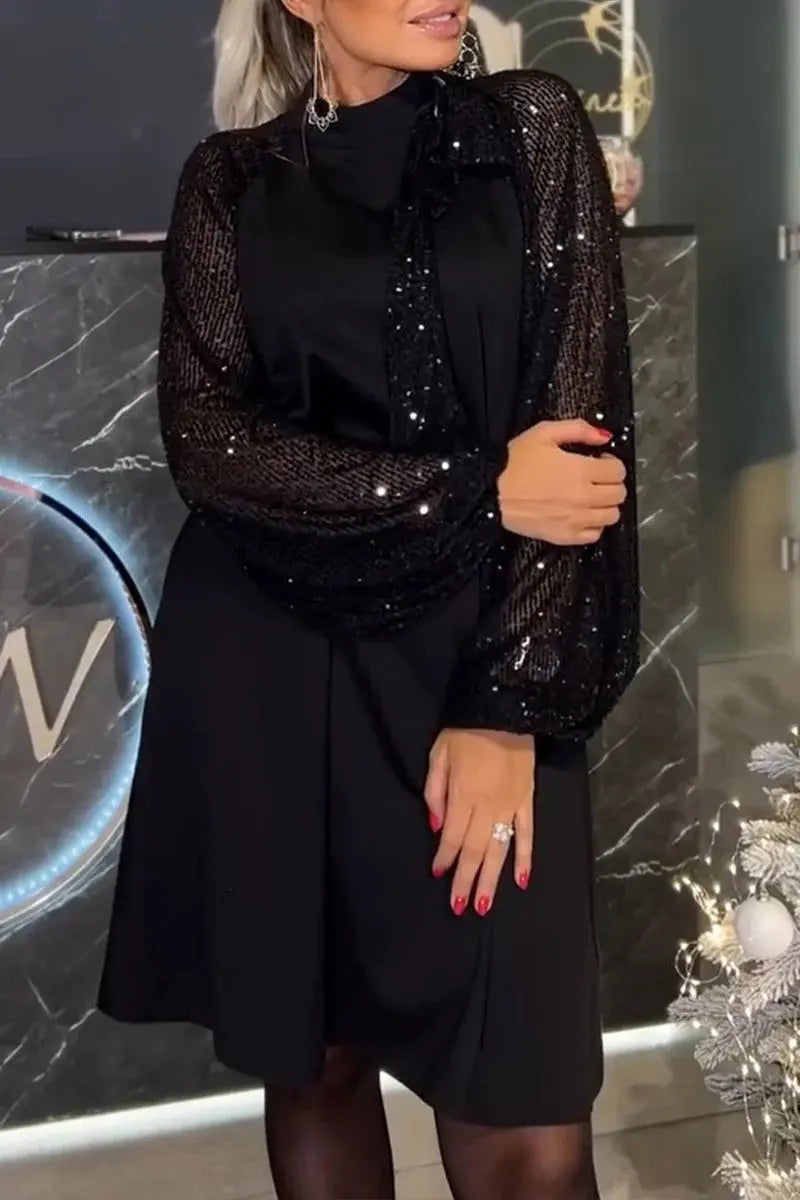 LS | Women Glam Sequin Sleeve Dress Lion Style