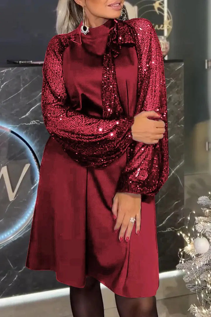 LS | Women Glam Sequin Sleeve Dress Lion Style