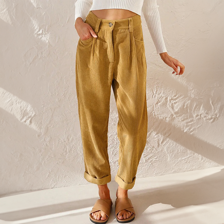 LS | Women High Waist Corduroy Pants Lion Style