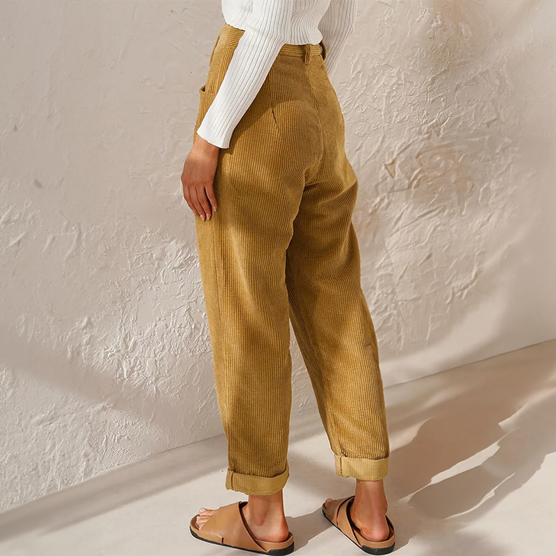 LS | Women High Waist Corduroy Pants Lion Style