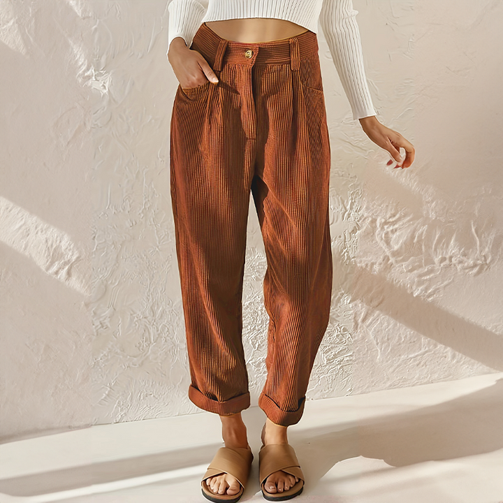 LS | Women High Waist Corduroy Pants Lion Style
