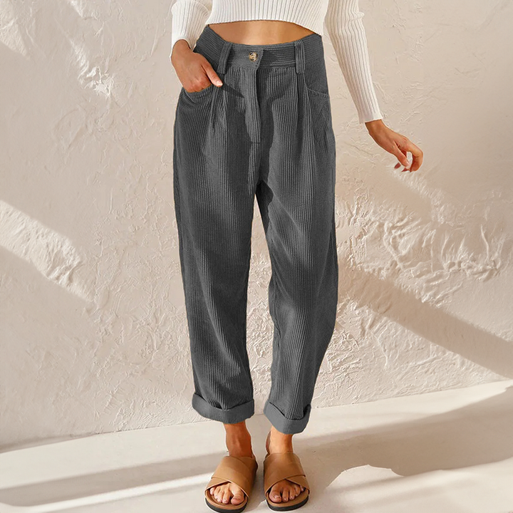 LS | Women High Waist Corduroy Pants Lion Style