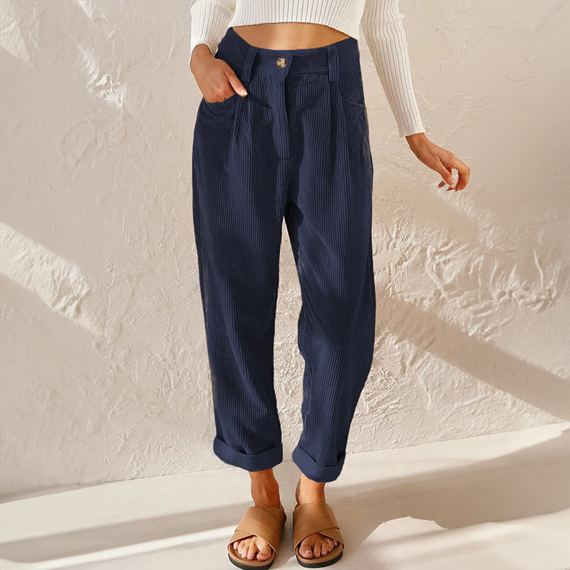 LS | Women High Waist Corduroy Pants Lion Style