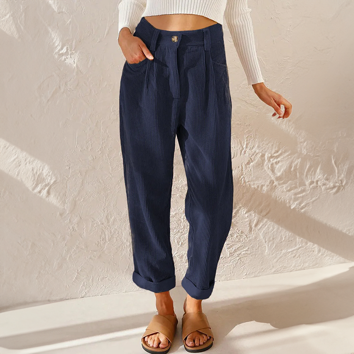LS | Women High Waist Corduroy Pants Lion Style