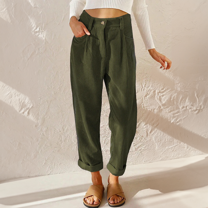 LS | Women High Waist Corduroy Pants Lion Style