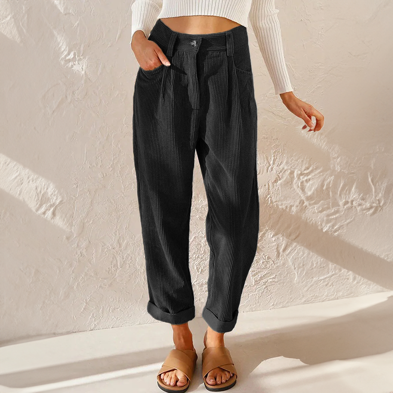 LS | Women High Waist Corduroy Pants Lion Style