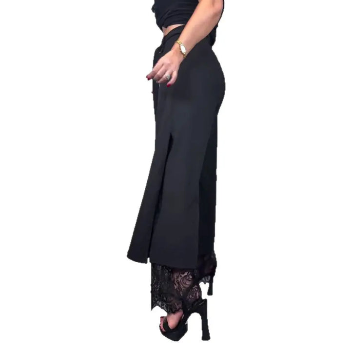 LS | Women High Waist Lace Slit Pants Lion Style