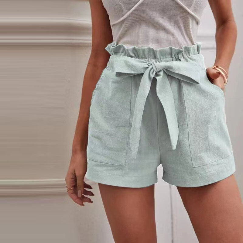 LS | Women High Waist Tie Shorts Lion Style