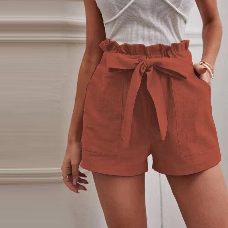 LS | Women High Waist Tie Shorts Lion Style