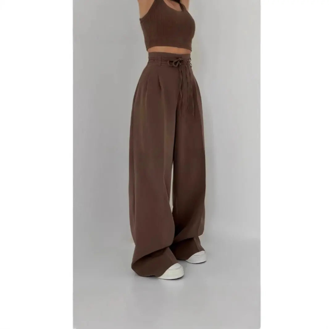 LS | Women High Waist Wide Leg Pants Lion Style