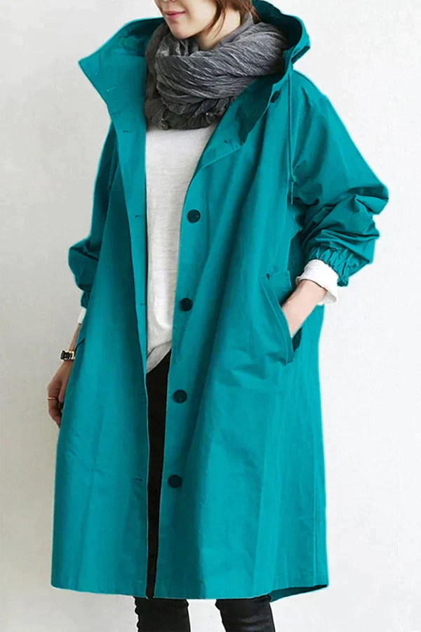 LS | Women Hooded Longline Trench Coat Lion Style