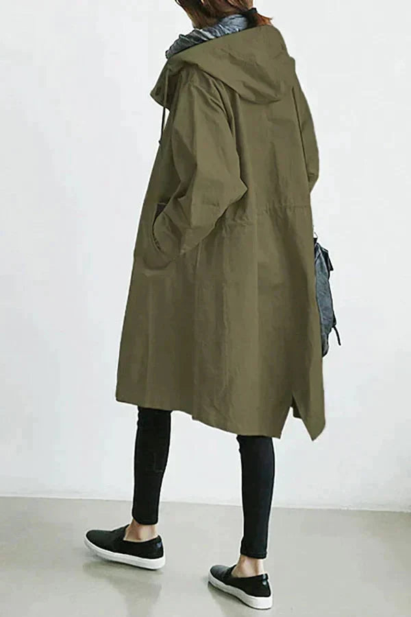 LS | Women Hooded Longline Trench Coat Lion Style