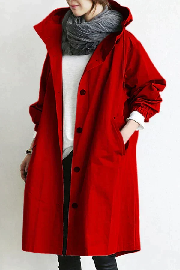 LS | Women Hooded Longline Trench Coat Lion Style