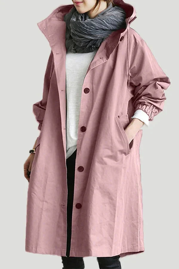 LS | Women Hooded Longline Trench Coat Lion Style