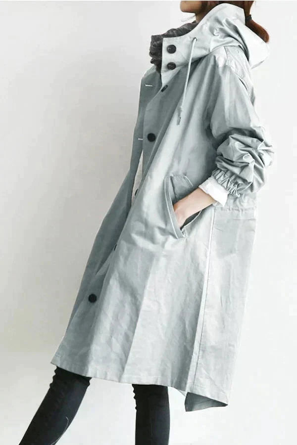 LS | Women Hooded Longline Trench Coat Lion Style