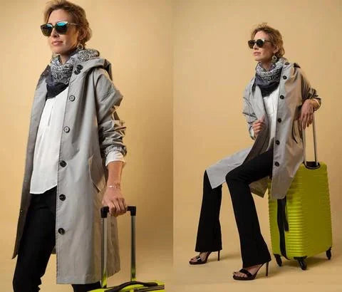 LS | Women Hooded Longline Trench Coat Lion Style