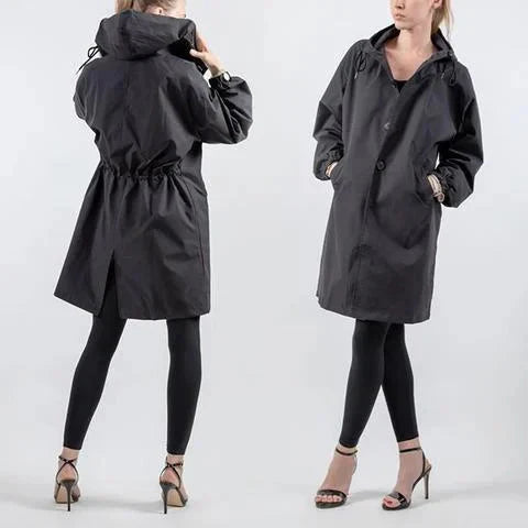 LS | Women Hooded Longline Trench Coat Lion Style