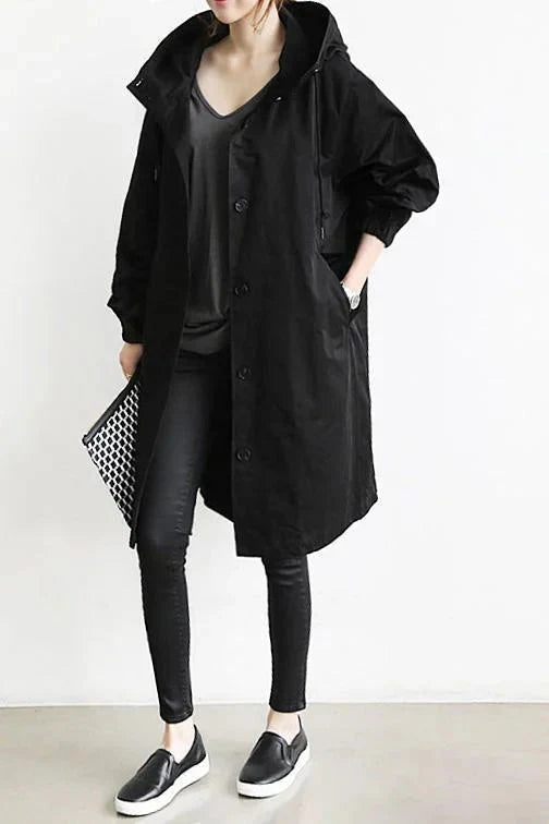 LS | Women Hooded Longline Trench Coat Lion Style