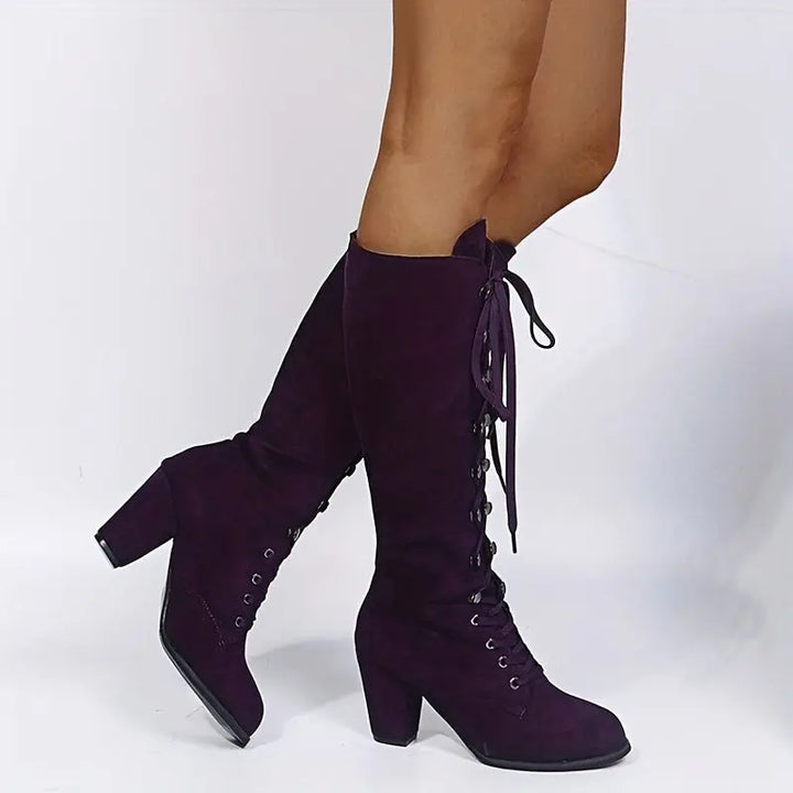 LS | Women Knee High Heeled Boots Lion Style