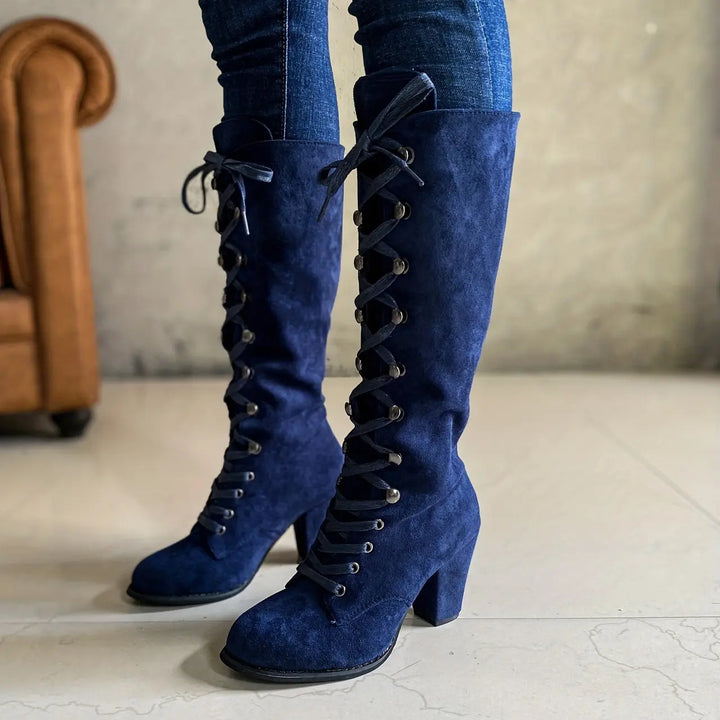 LS | Women Knee High Heeled Boots Lion Style