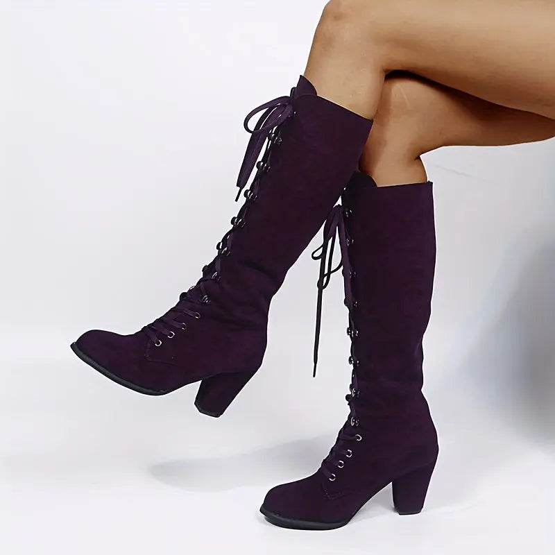 LS | Women Knee High Heeled Boots Lion Style