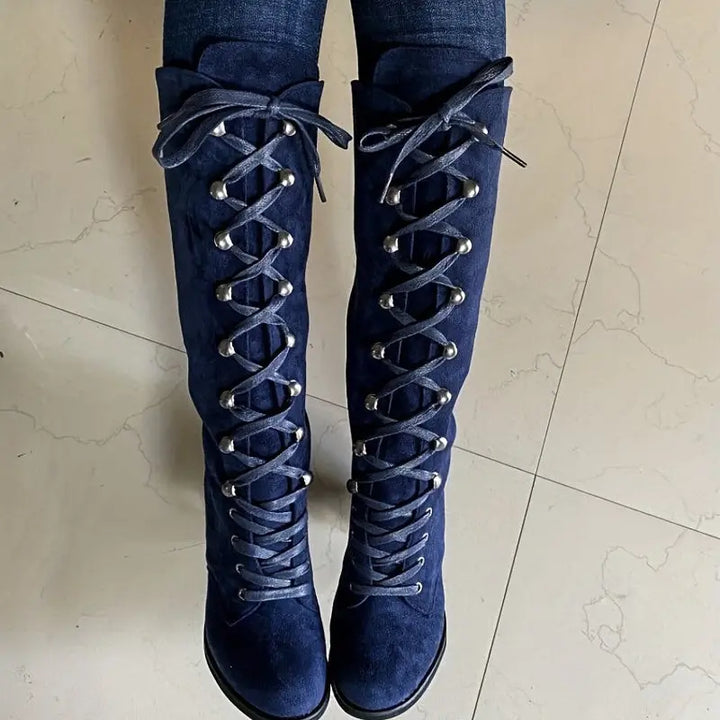 LS | Women Knee High Heeled Boots Lion Style
