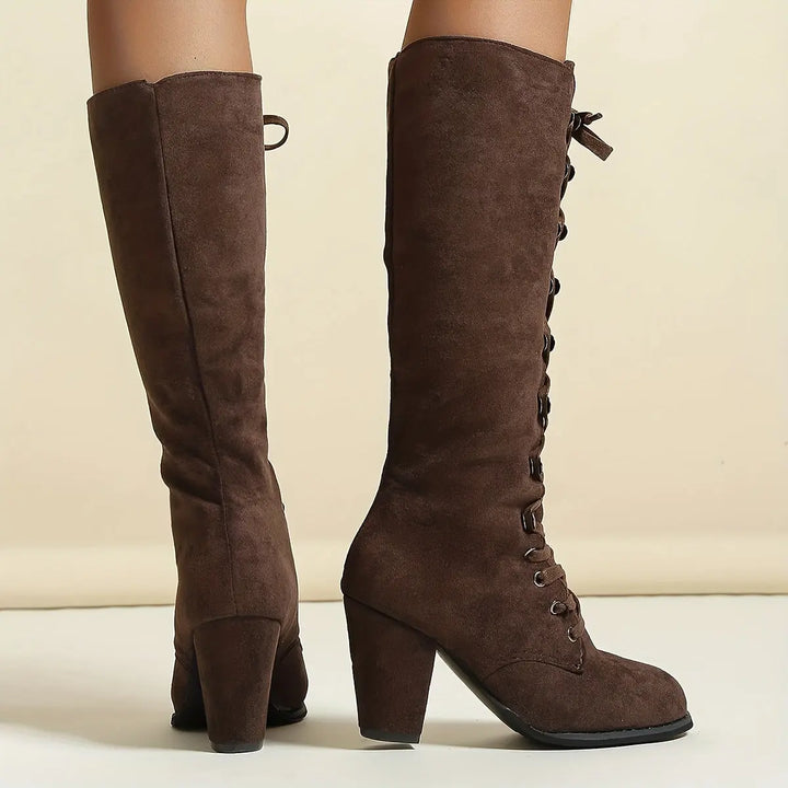 LS | Women Knee High Heeled Boots Lion Style