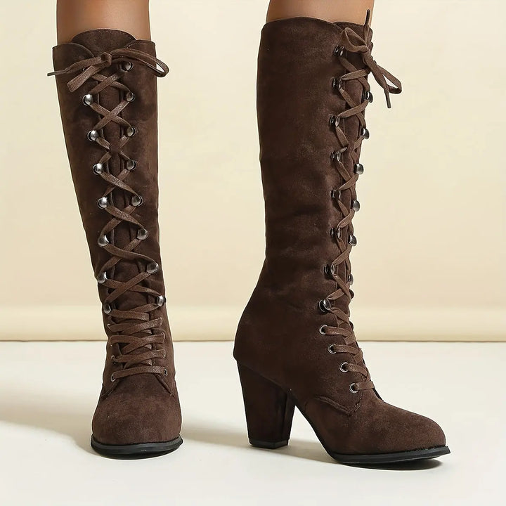 LS | Women Knee High Heeled Boots Lion Style