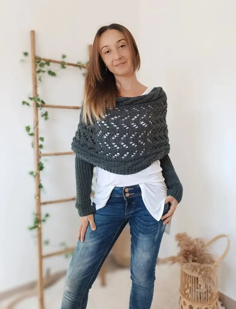 LS | Women Knit Wrap Sweater Lion Style