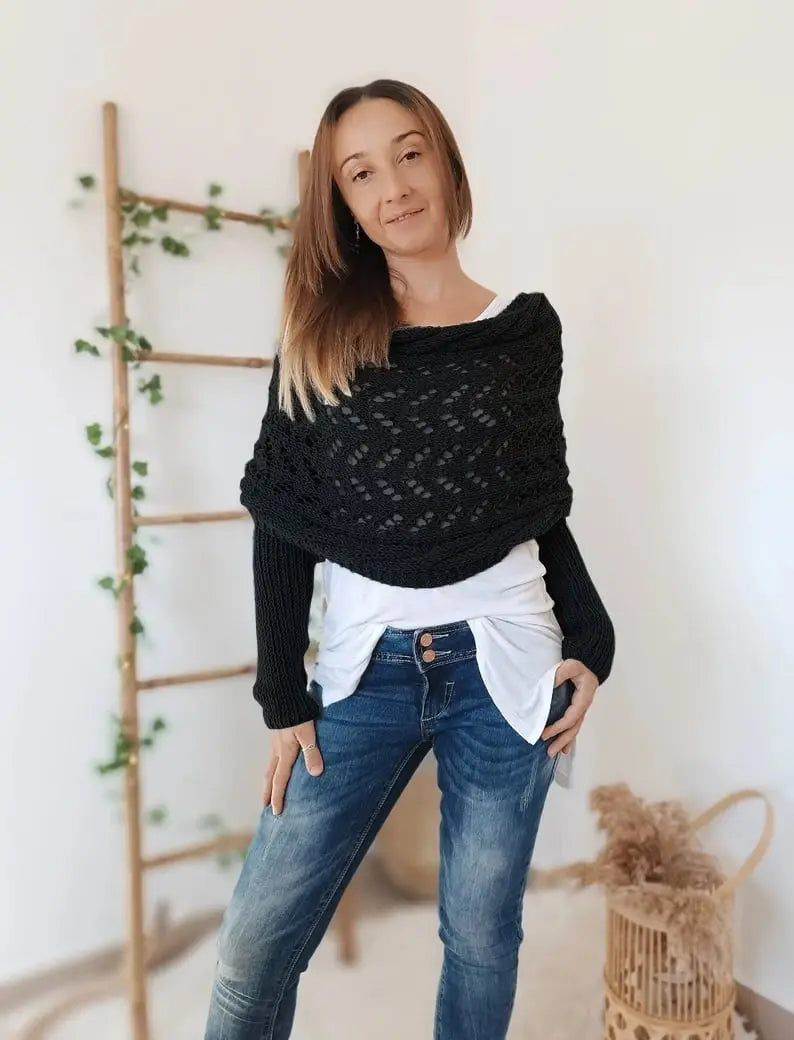 LS | Women Knit Wrap Sweater Lion Style