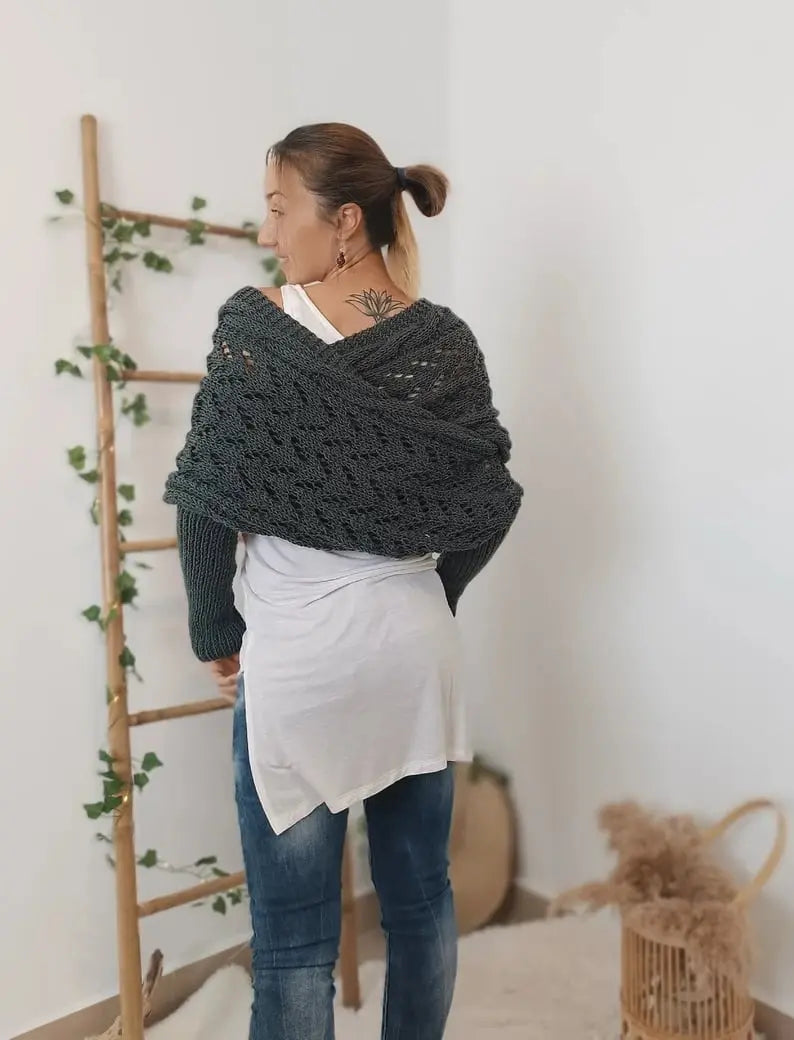 LS | Women Knit Wrap Sweater Lion Style