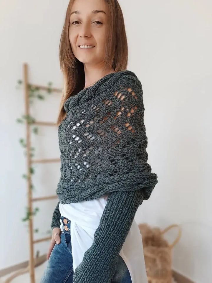 LS | Women Knit Wrap Sweater Lion Style